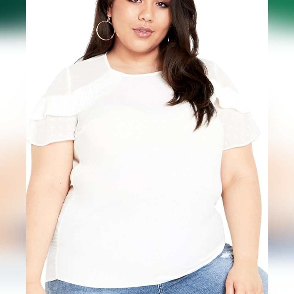 NWT City Chic Clara Top In White Size 14 (1X)